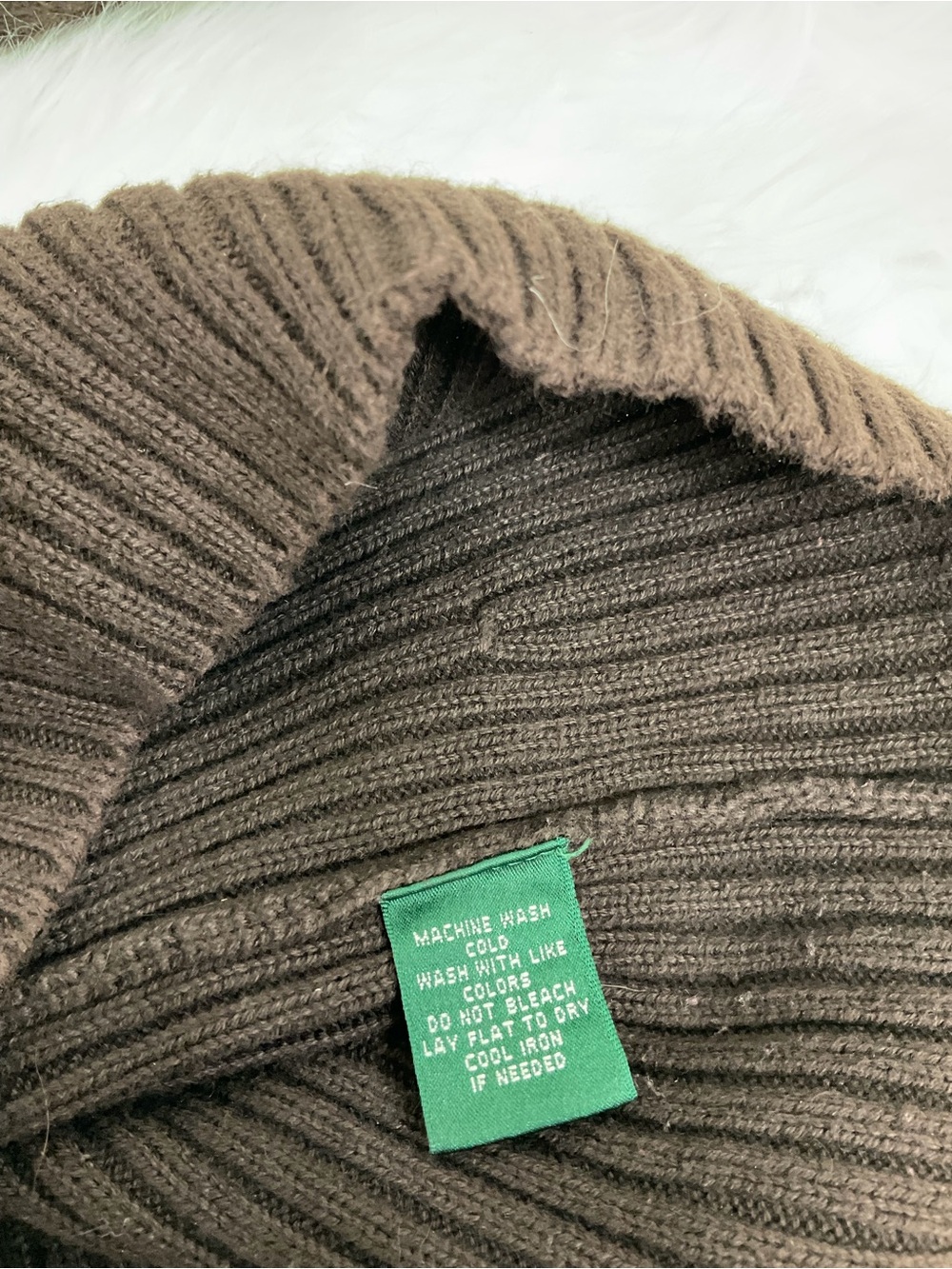 Lauren Ralph Lauren Brown Quarter Zip Knit Ribbed Sweater Size M - Picture 12 of 12